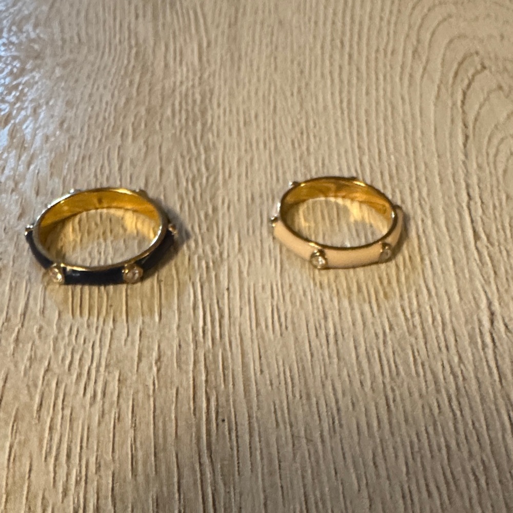 Blue ans Cream Ceramic Ring Set